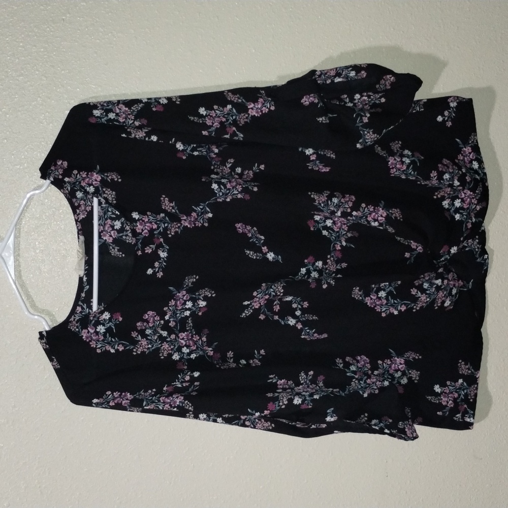Pink Republic size L sheer black floral blouse